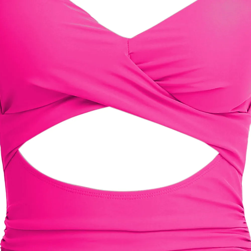 Women's One Piece Swimsuits Tummy Control Cutout High Waisted Bathing Suit Wrap Tie Back 1 Piece Swimsuit