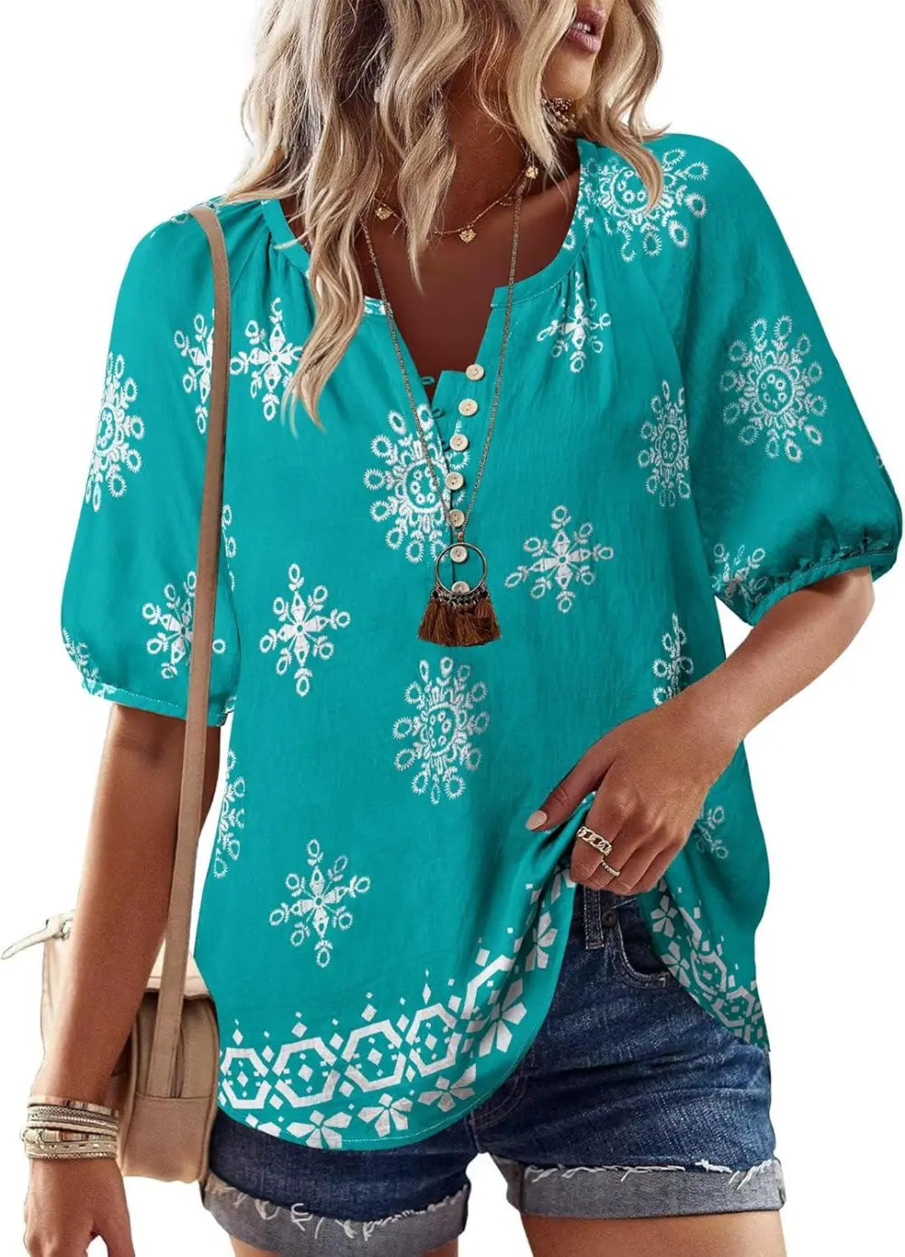 Unixseque Womens Summer Tops V Neck Short Sleeve Blouses Casual Button Down Shirts Floral Boho Clothing Trendy 2025