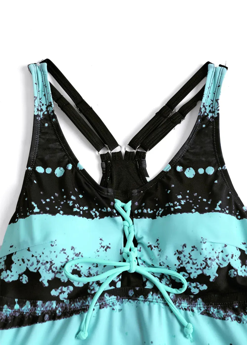Lace Up Striped Mint Green Tankini Set