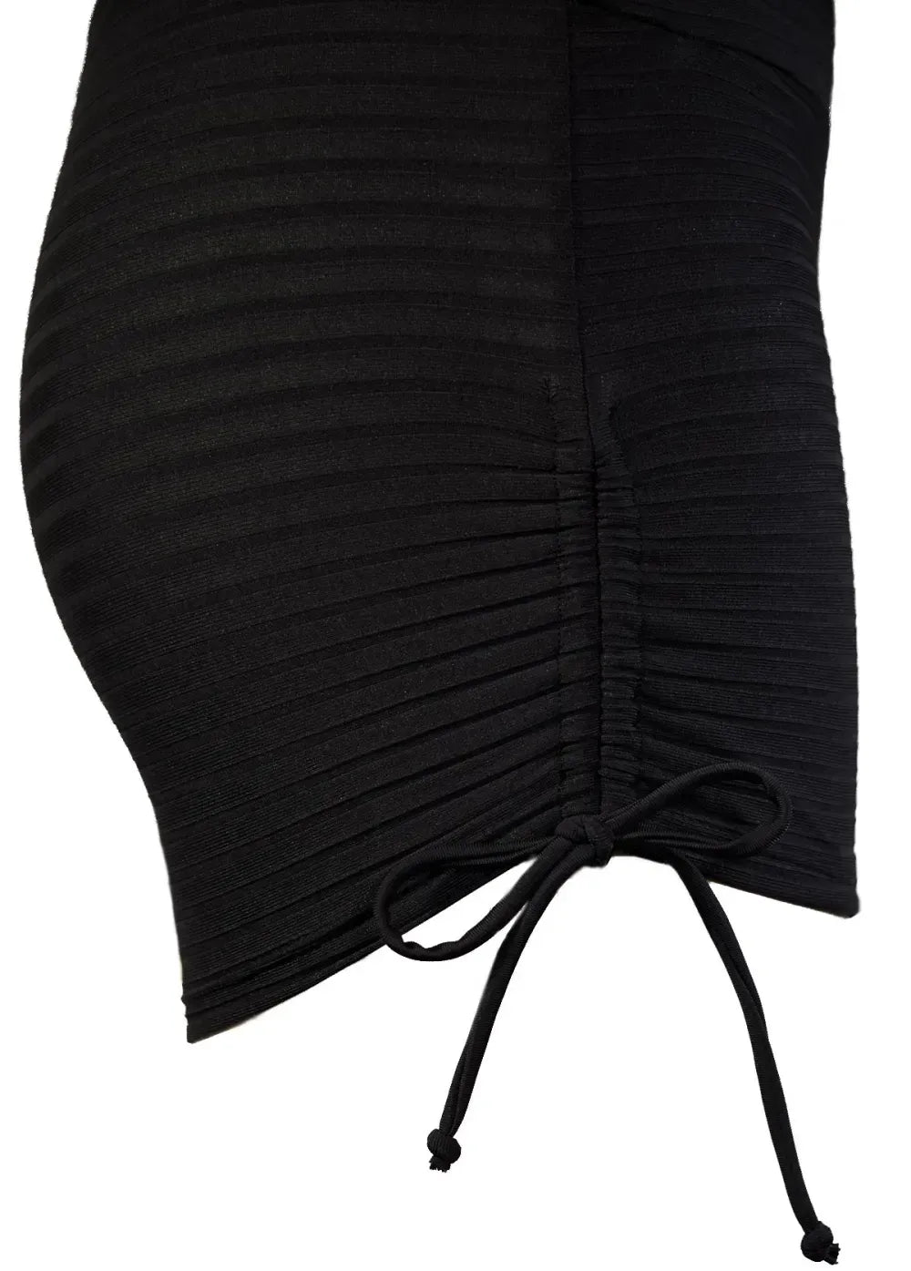 Square Neck Ruched Black Tankini Set