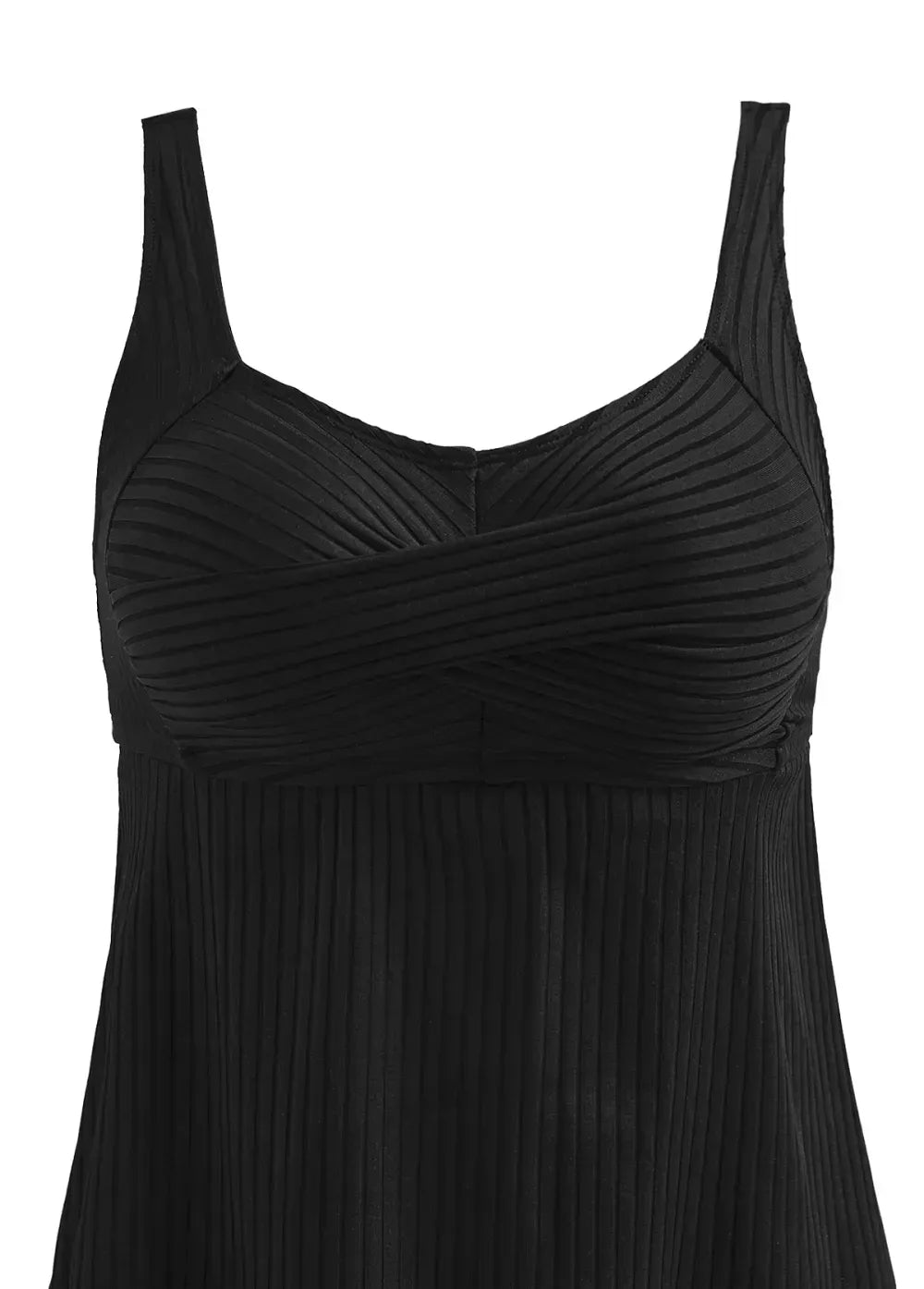 Surplice Feathers Print Black Tankini Set