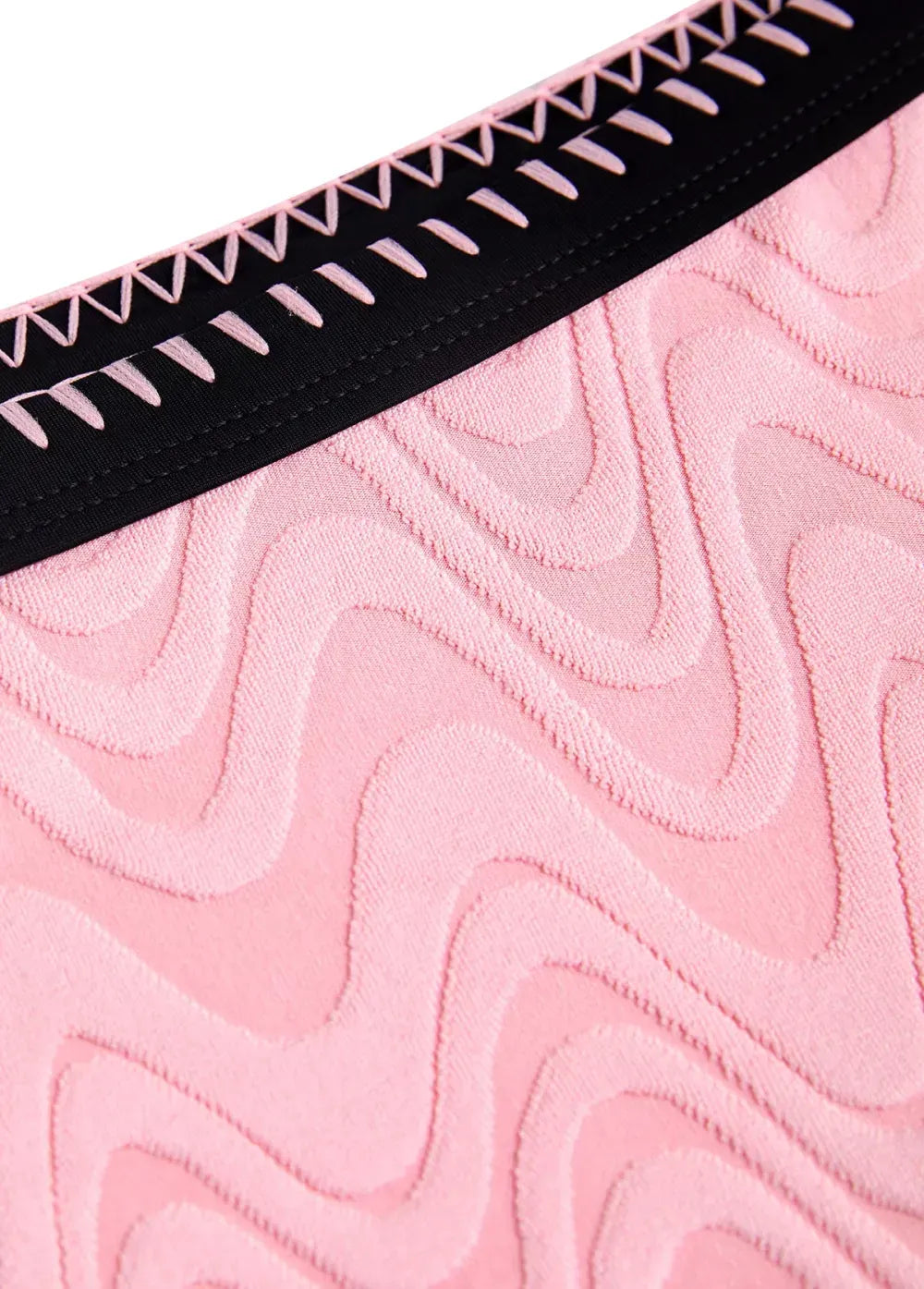 Contrast Binding Jacquard Light Pink Bikini Set