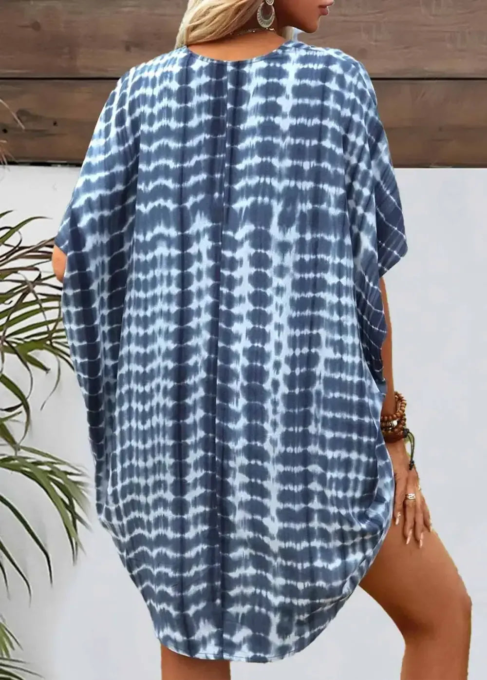 Blue Tie Dye Print Cardigan and Tank Top