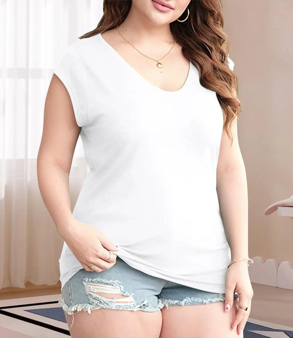 Bliwov 3 Pack Womens Cap Sleeve Tops V Neck T Shirts Spring Summer Casual Plus Size Beach Vacation Fashion Basics Tee Clothes