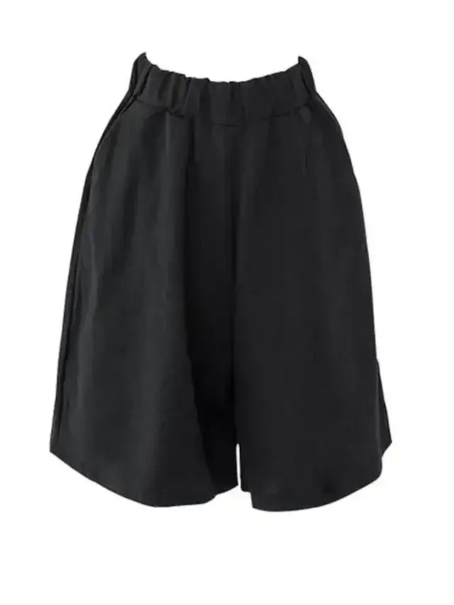 Women's Wide Leg Shorts Burmuda Shorts Linen Black Red Navy Blue Fashion Casual Daily Side Pockets Wide Leg Knee Length Comfort Solid Color M L XL 2XL 3XL