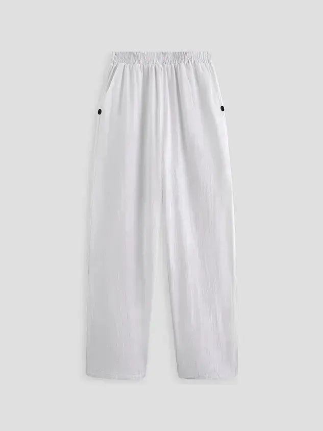 Vacation Casual Loosen Cotton Linen Solid Pants(⚡Clearance Sale)