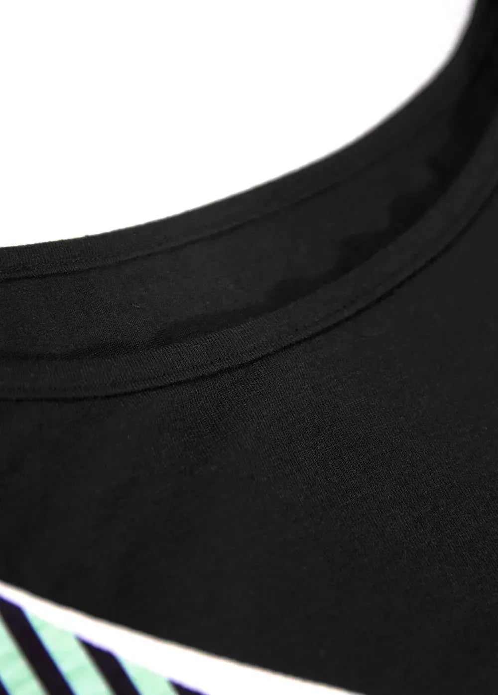 Black Patchwork Geometric Print Short Sleeve T Shirt
