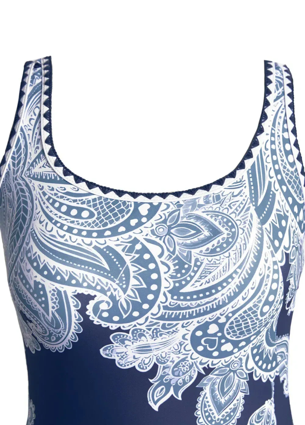 Bowknot Paisley Print Dusty Blue One Piece Swimdress
