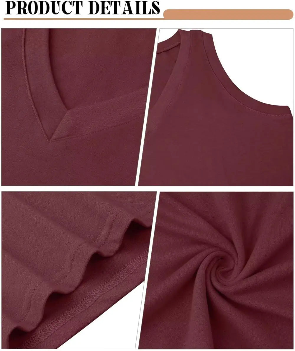 KKJ 2 Pack Womens Tank Tops Summer V Neck Sleeveless Loose Casual Blouses Beach Vacation Outfits Shirt Spring Trendy Clothes