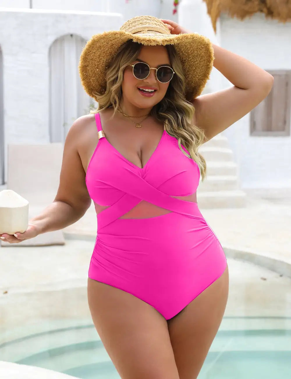 Full Coverage Mesh Metal Modest Tummy Control One Piece
