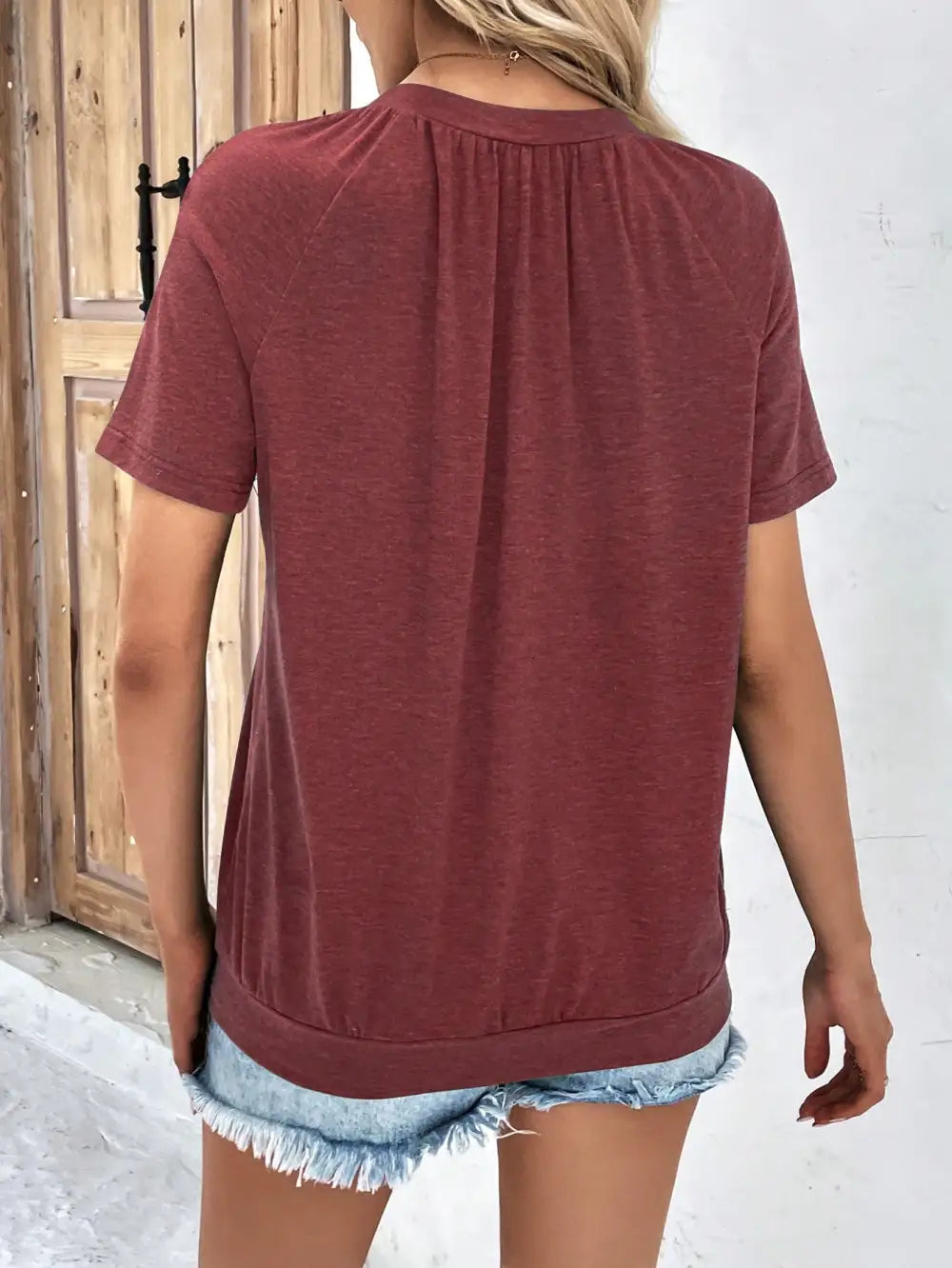 Solid V Neck Tee