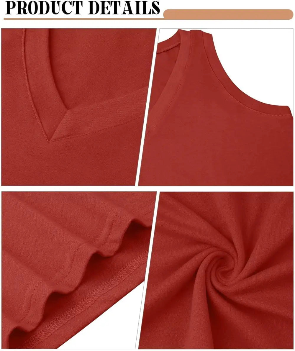 KKJ 2 Pack Womens Tank Tops Summer V Neck Sleeveless Loose Casual Blouses Beach Vacation Outfits Shirt Spring Trendy Clothes