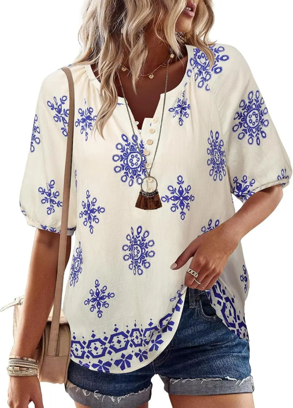 Unixseque Womens Summer Tops V Neck Short Sleeve Blouses Casual Button Down Shirts Floral Boho Clothing Trendy 2025