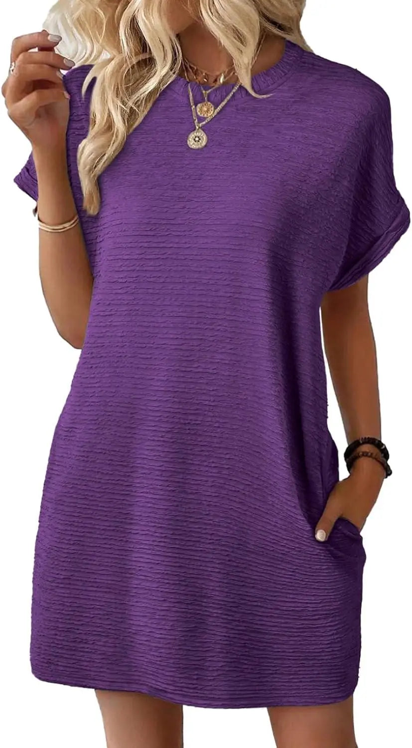 EVALESS Womens Summer Dresses Fashion 2025 Short Sleeve Spring Mini Dress Casual Beach Vacation Clothes Dresses