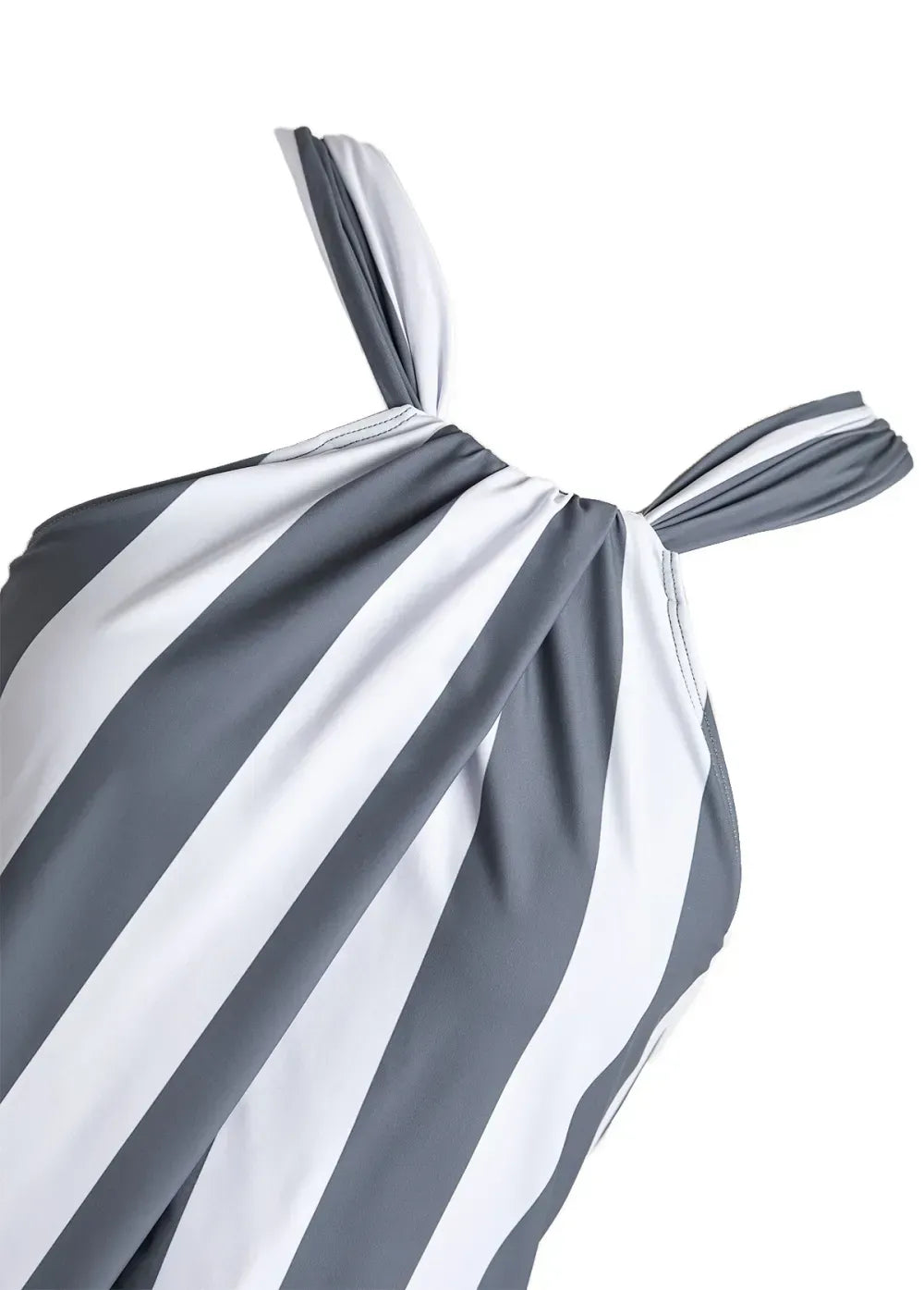 Criss Cross Striped Grey One Piece Swimwear