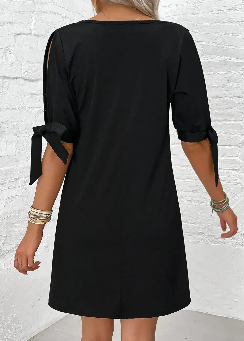 Black Pearl Short A Line V Neck Dress