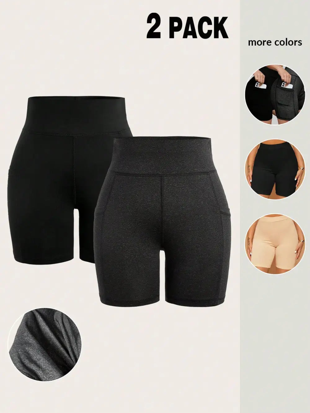 Summer;2 Packs Biker Shorts Women Waisted Yoga Compression Workout  Athletic Gym Leggings With One Pockets