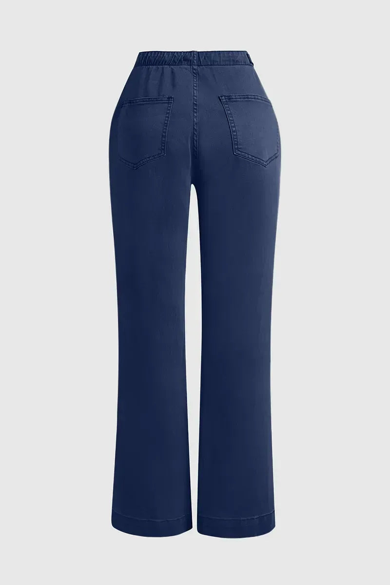 Drawstring Low Waist Wide Leg Jeans