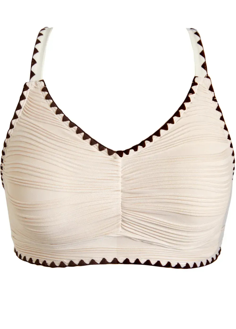 Ruched Light Camel V-Neck Bikini Set