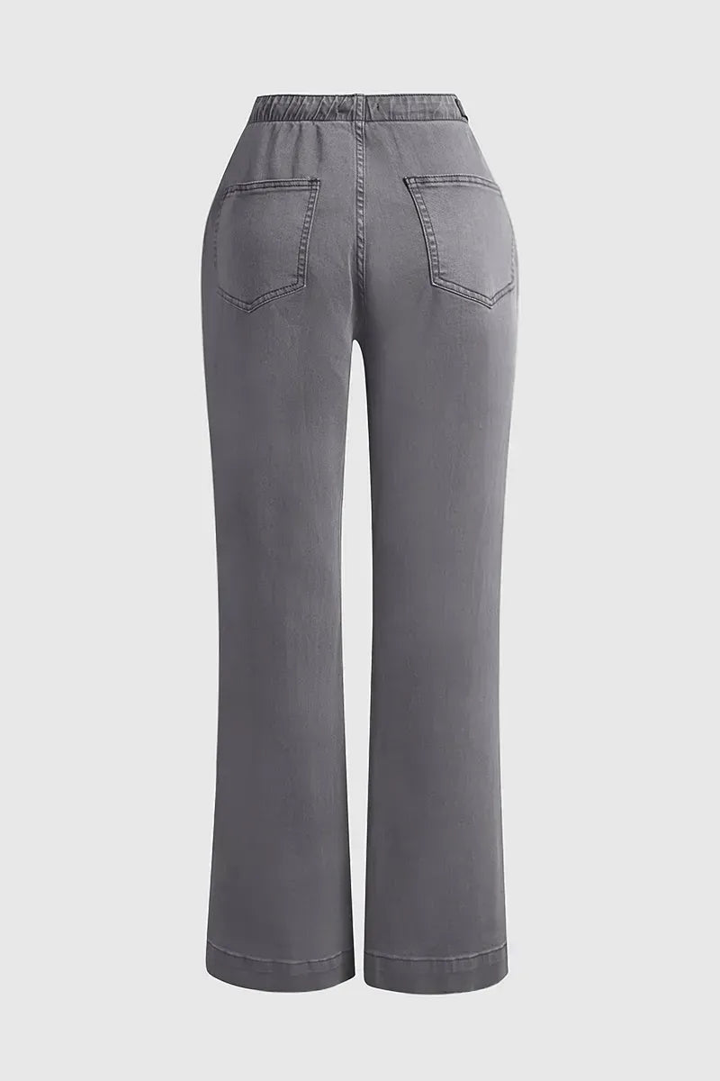 Drawstring Low Waist Wide Leg Jeans