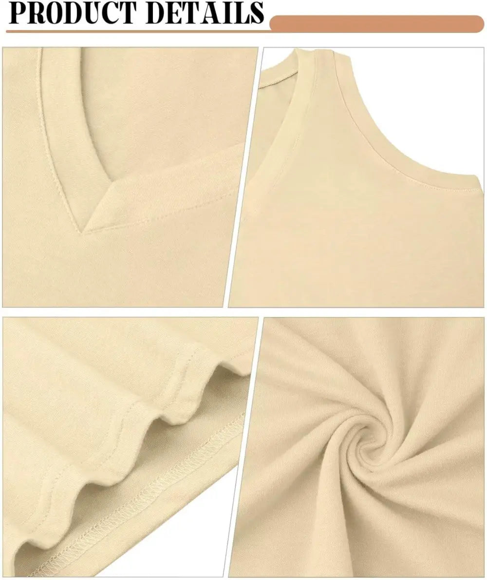 KKJ 2 Pack Womens Tank Tops Summer V Neck Sleeveless Loose Casual Blouses Beach Vacation Outfits Shirt Spring Trendy Clothes