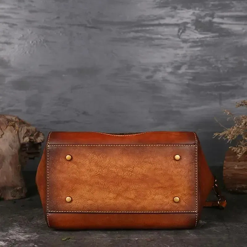 Retro & Elegant Cow Leather Handmade Handbag for Women
