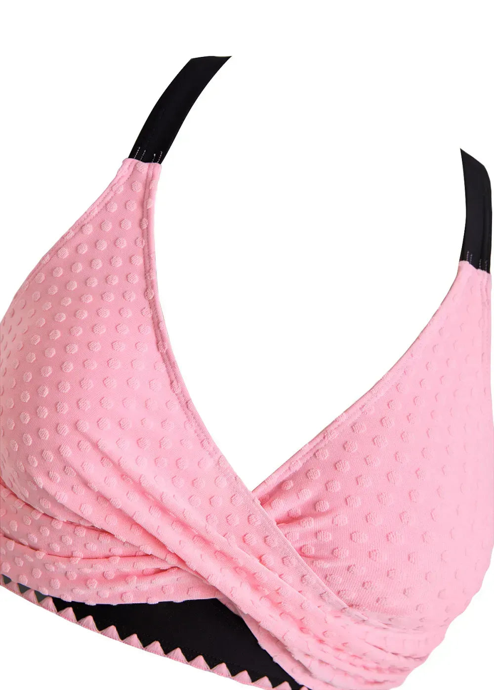 Criss Cross Patchwork Pink Bikini Set