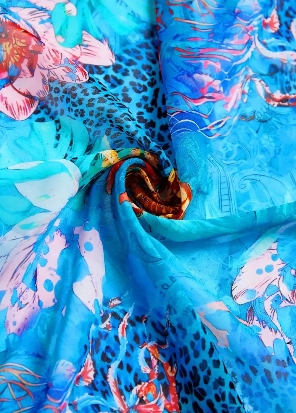 Bowknot Marine Life Print Cyan Cover Up