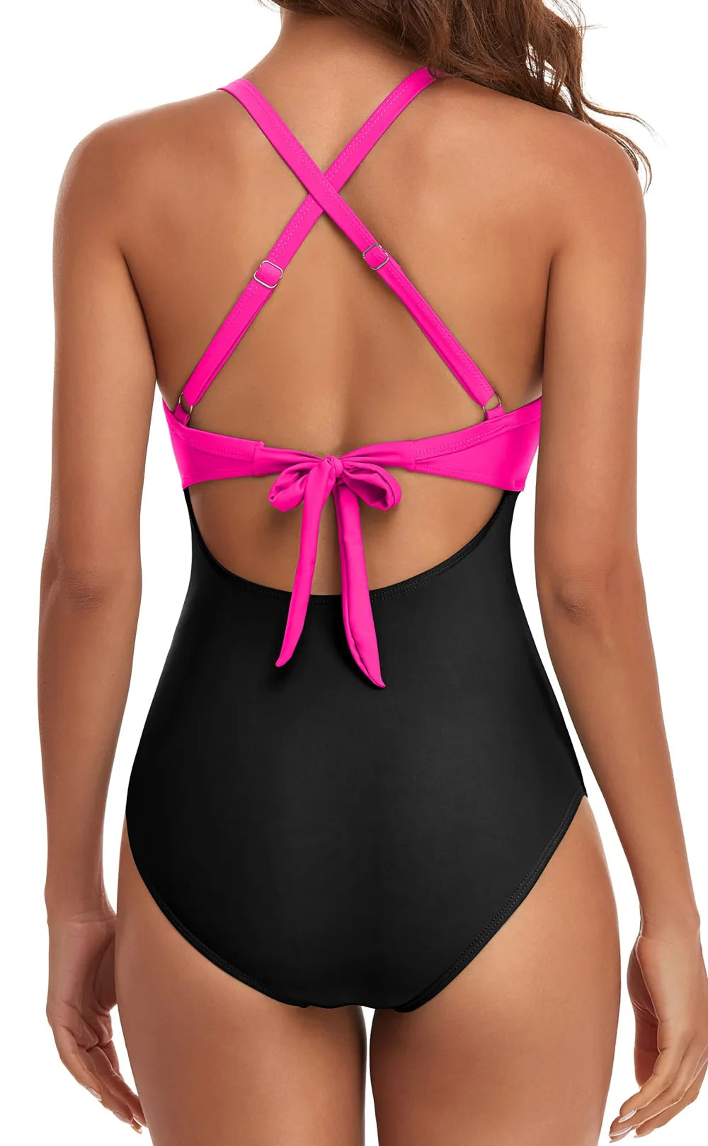 Women's One Piece Swimsuits Tummy Control Cutout High Waisted Bathing Suit Wrap Tie Back 1 Piece Swimsuit