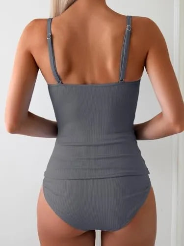 Women's Swimsuit Ruched Tummy Control Tankini Set