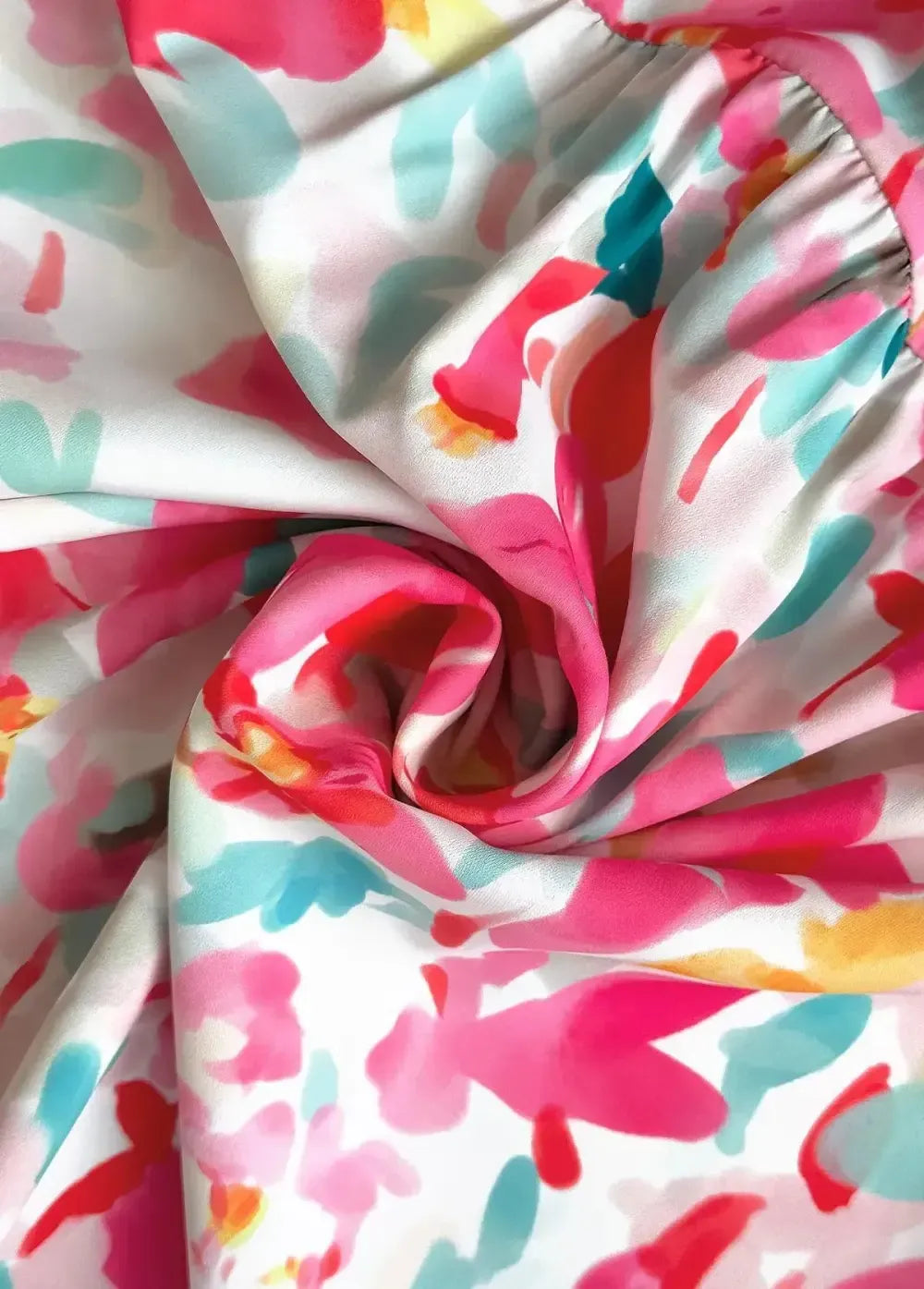Hot Pink Floral Print Short Sleeve Round Neck Blouse