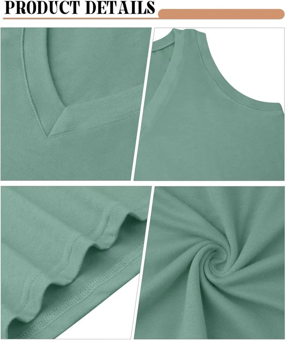 KKJ 3 Pack Womens Tank Tops Summer Beach Vacation Outfits V Neck Loose Sleeveless Blouses Casual Shirt Spring Fashion Clothes