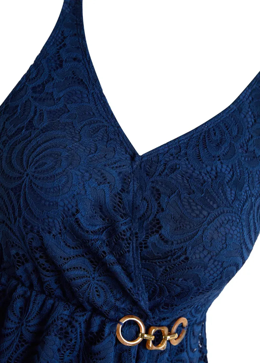 Surplice Lace Navy One Piece Swimdress