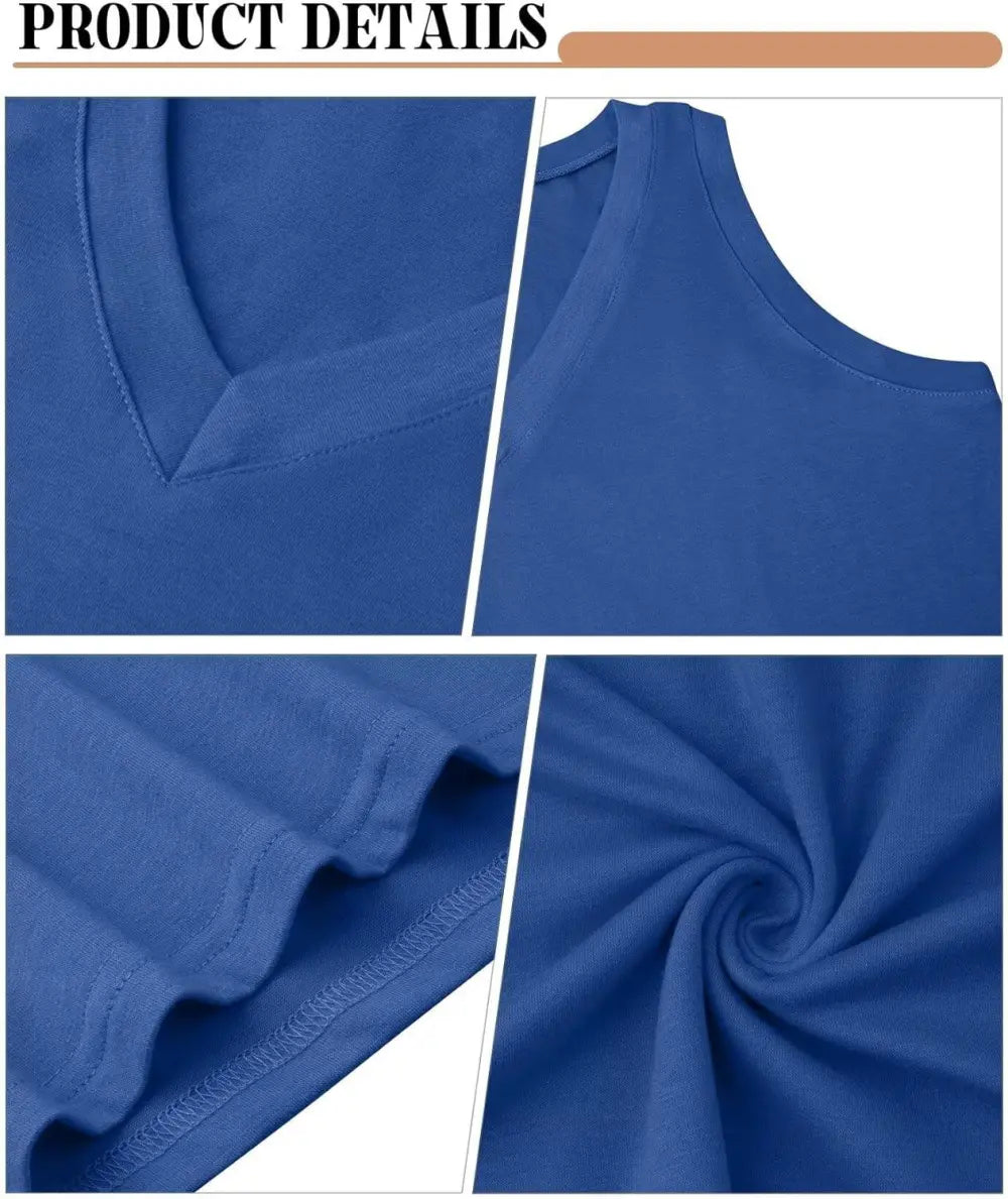 KKJ 3 Pack Womens Tank Tops Summer Beach Vacation Outfits V Neck Loose Sleeveless Blouses Casual Shirt Spring Fashion Clothes