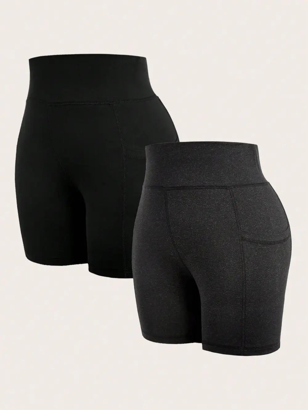 Summer;2 Packs Biker Shorts Women Waisted Yoga Compression Workout  Athletic Gym Leggings With One Pockets