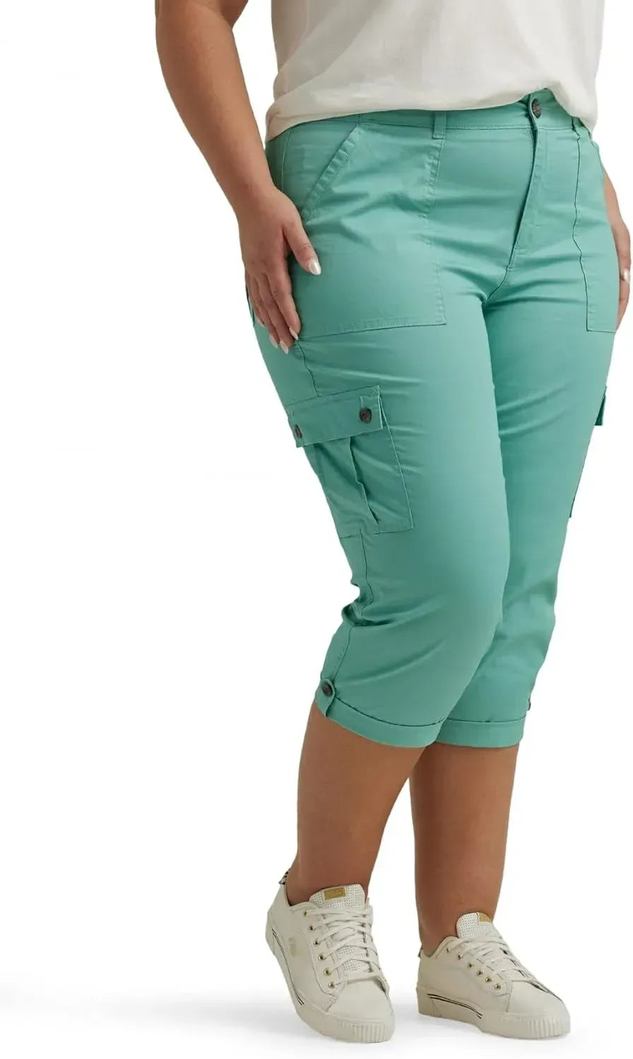Lee Women's Plus Size Ultra Lux Comfort with Flex-to-go Cargo Capri Pant