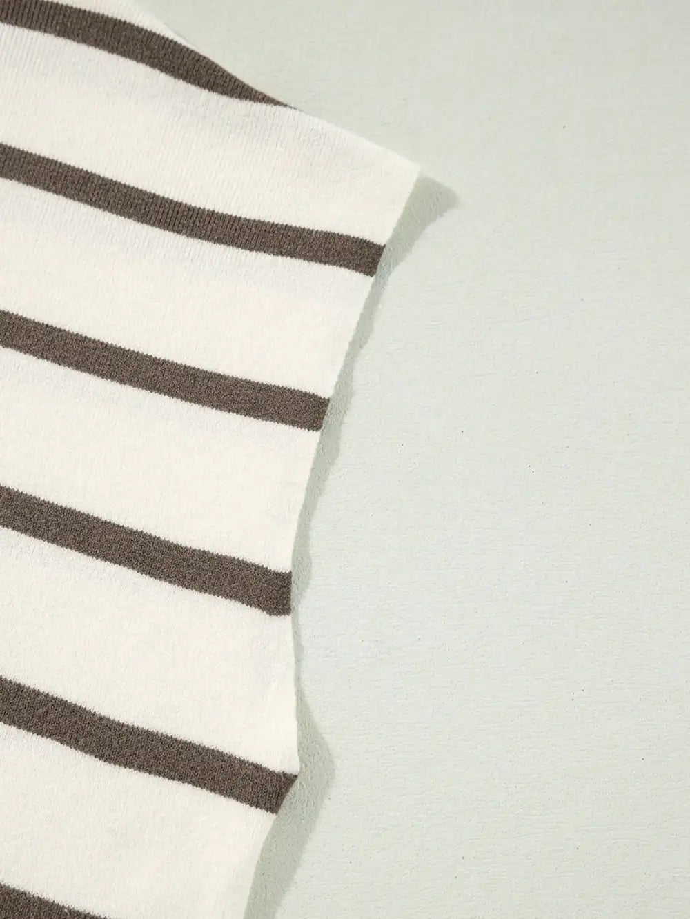 CILKOO Stripe Side Slits Crewneck Short Sleeve Sweater Tee