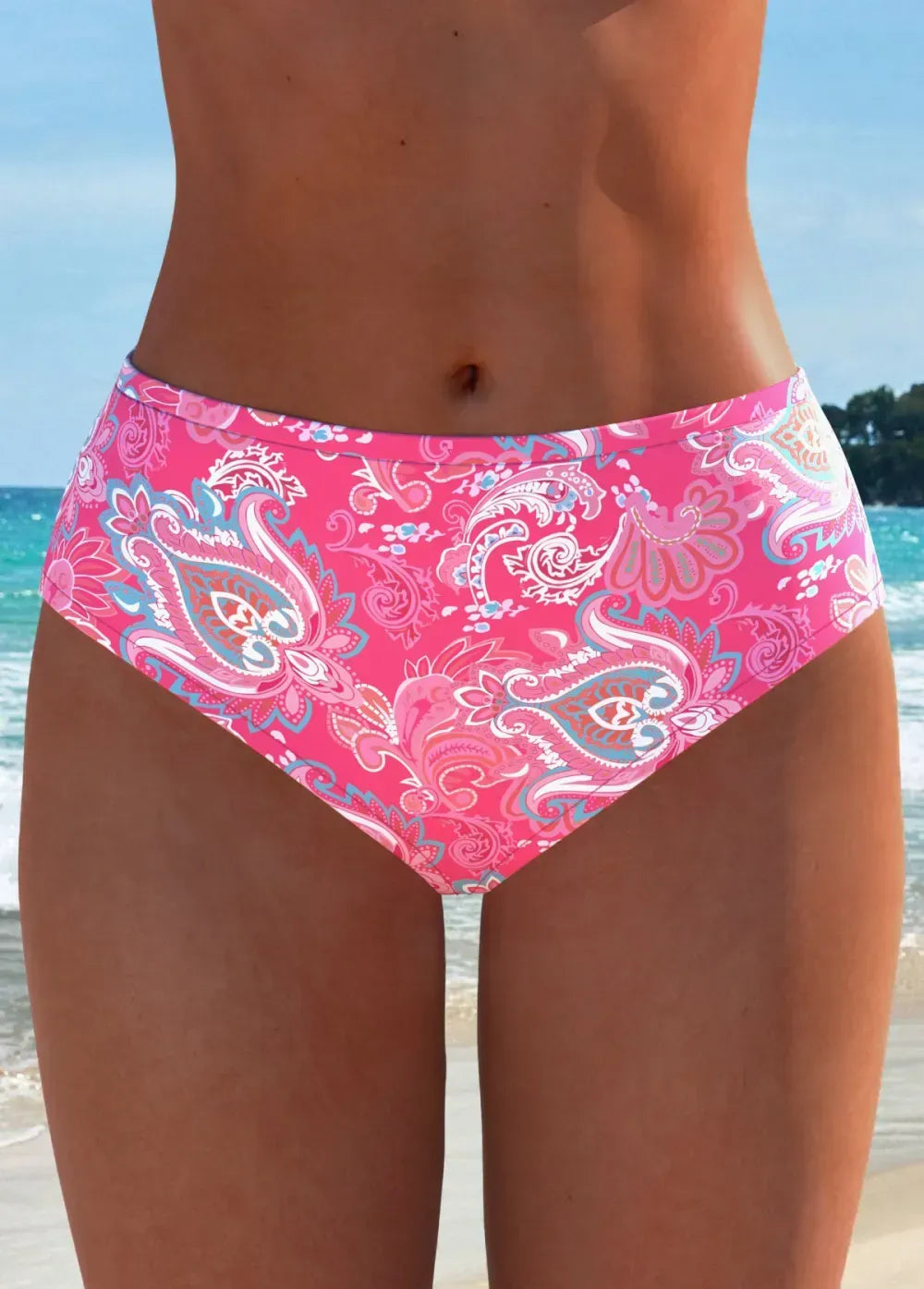Patchwork Tribal Print Pink Tankini Set