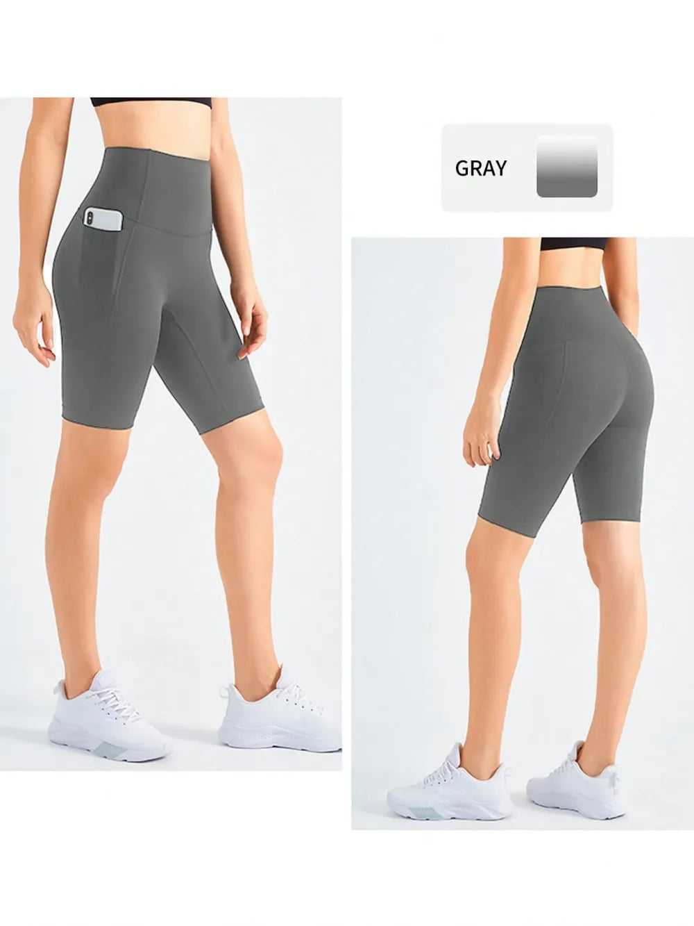 5 Pack Women's Biker Shorts With Pockets, 11