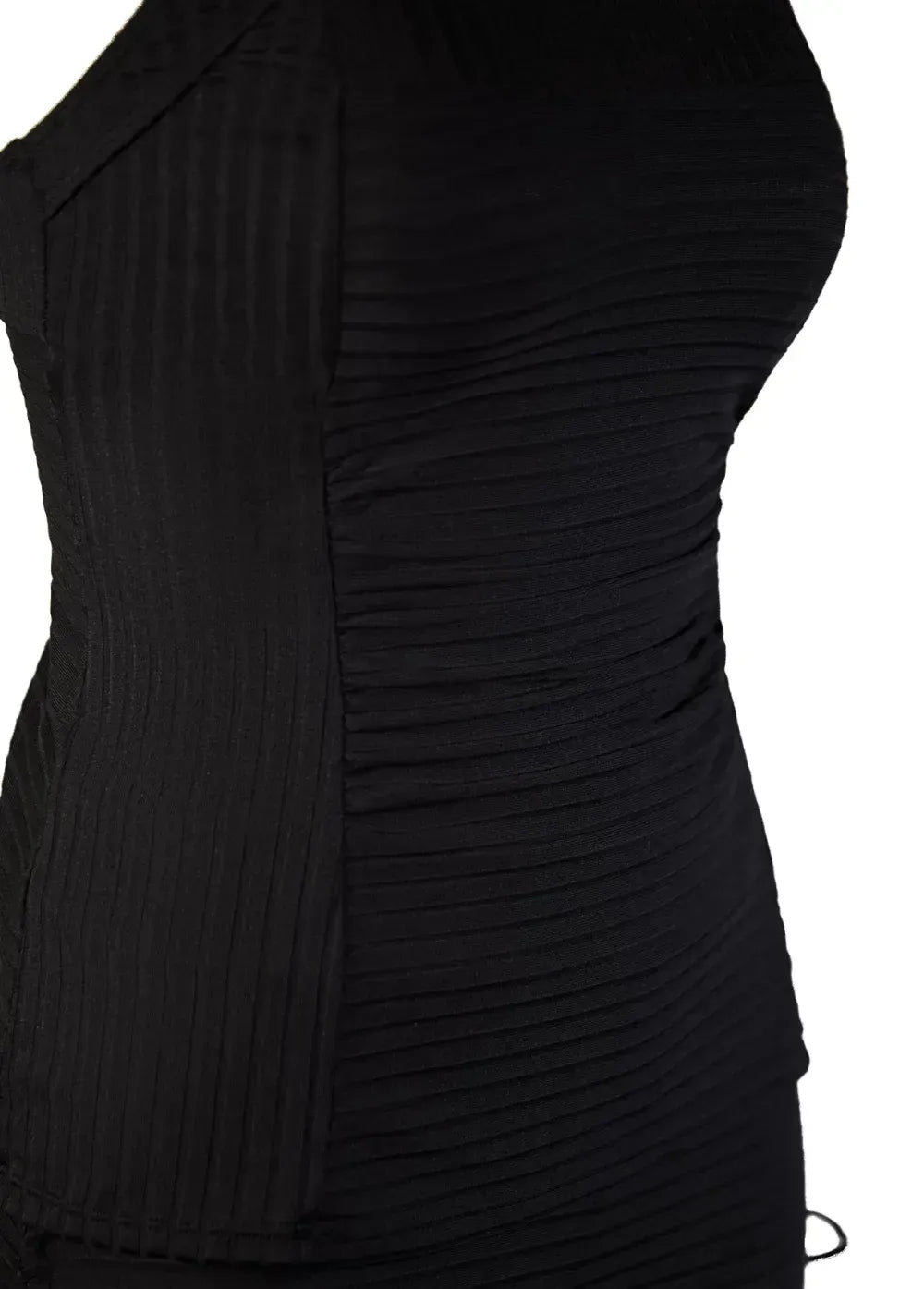 Square Neck Ruched Black Tankini Set