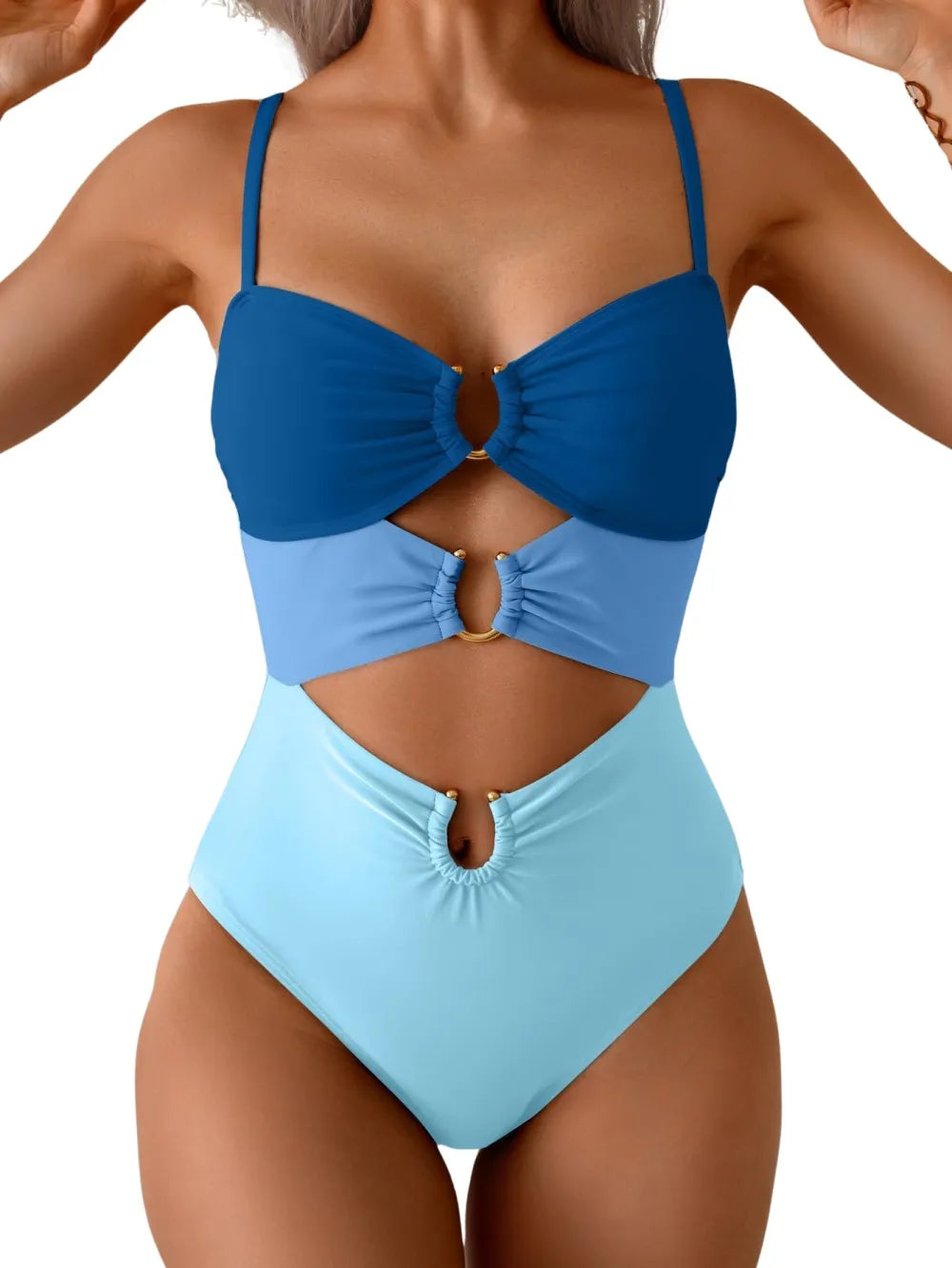 One Piece Swimsuit Ring Linked Monokini Sexy Bathing Suit Cutout Swim Suit