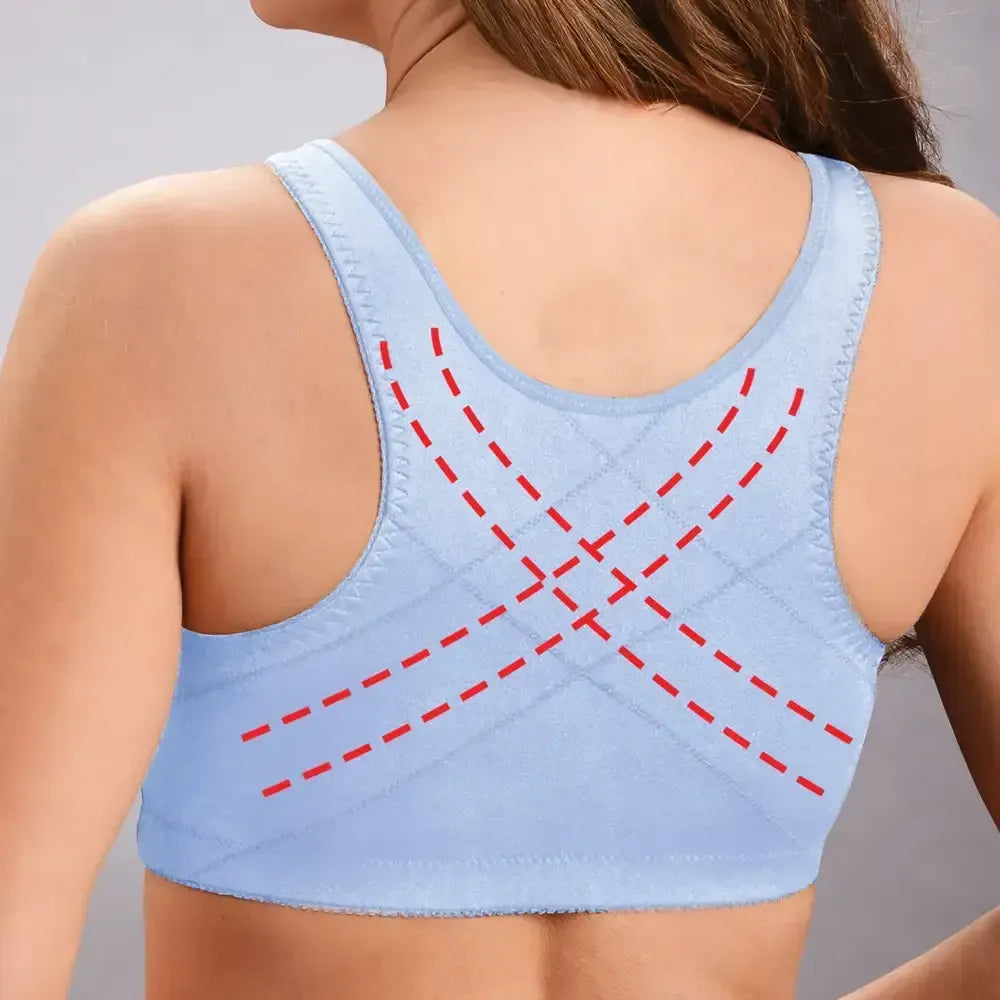 Front hooks, stretch-lace, super-lift, and posture correction �C ALL IN ONE BRA!