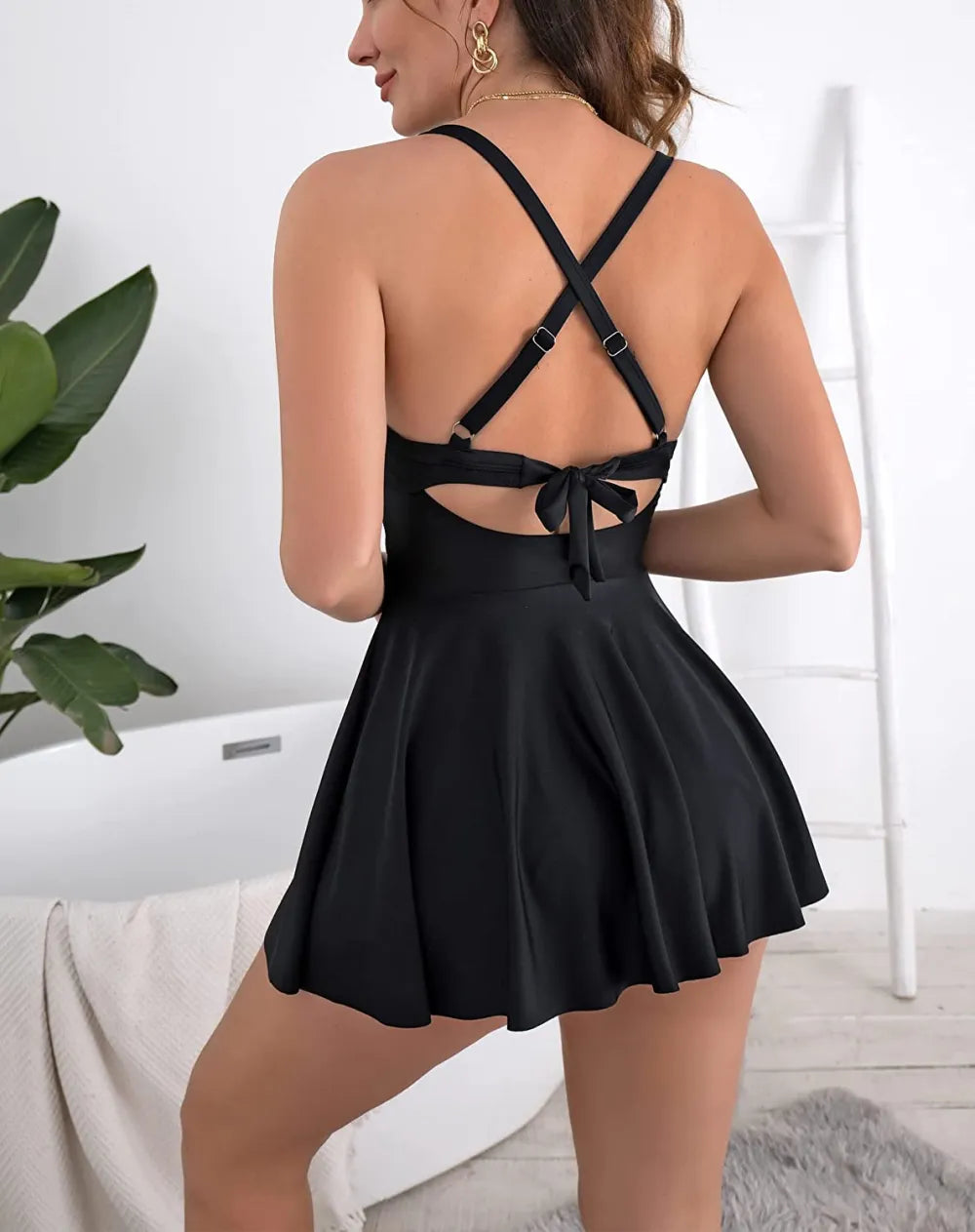Tummy Control One Piece Bathing Suits Women's High Waisted Swimsuits Summer Vocation Beaches Dress With Cutout