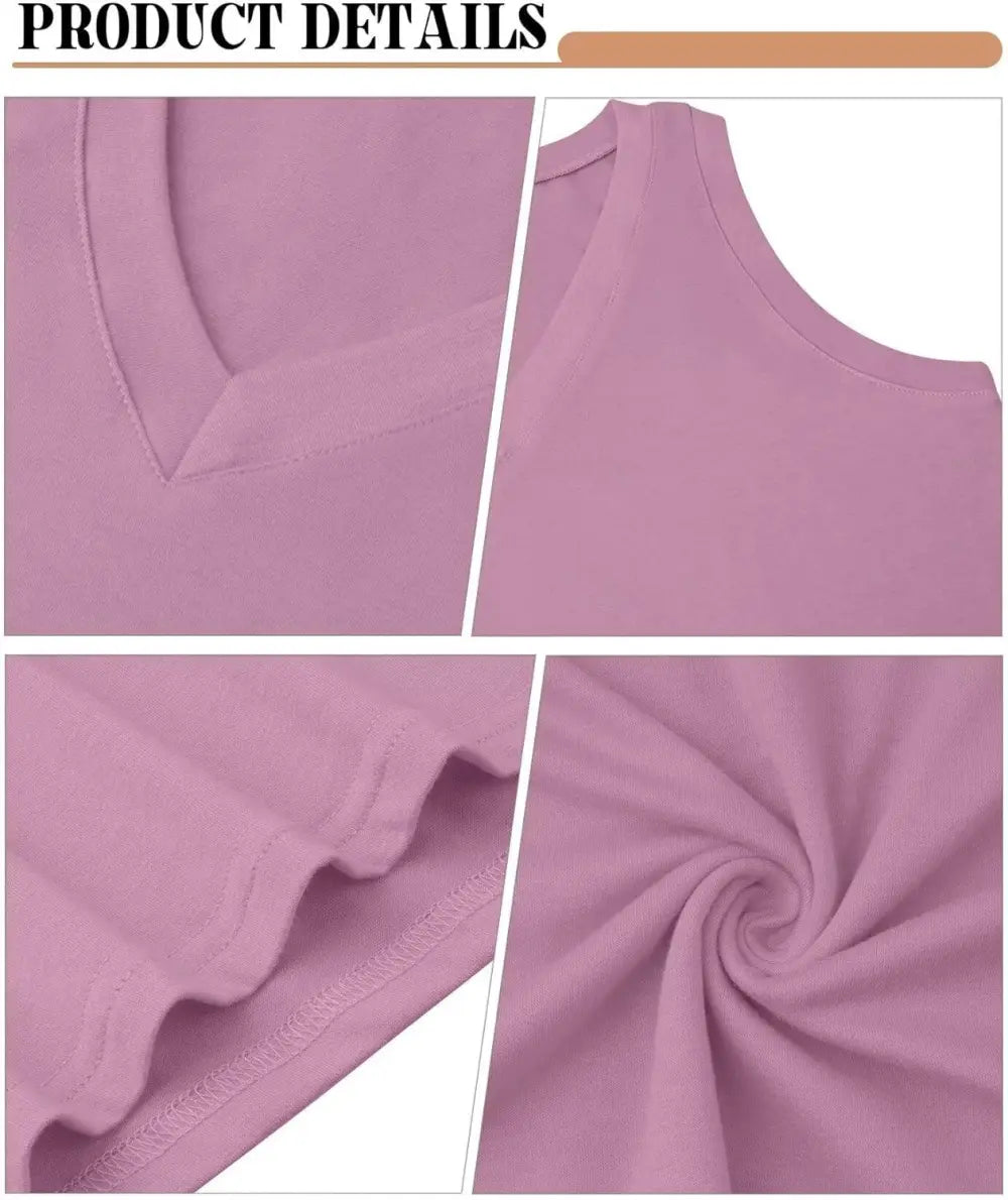 KKJ 3 Pack Womens Tank Tops Summer Beach Vacation Outfits V Neck Loose Sleeveless Blouses Casual Shirt Spring Fashion Clothes