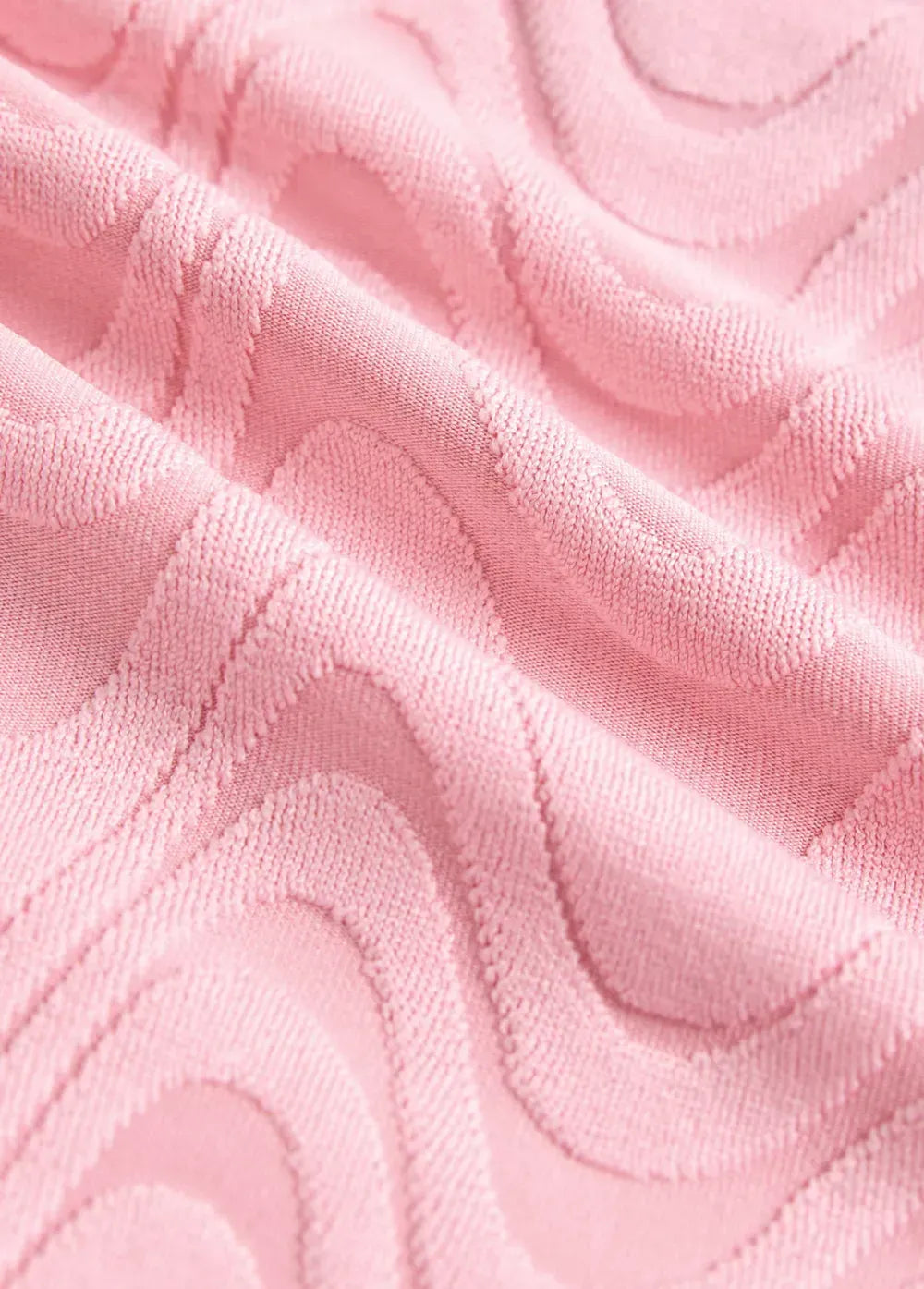 Contrast Binding Jacquard Light Pink Bikini Set