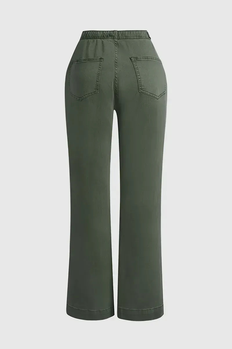 Drawstring Low Waist Wide Leg Jeans