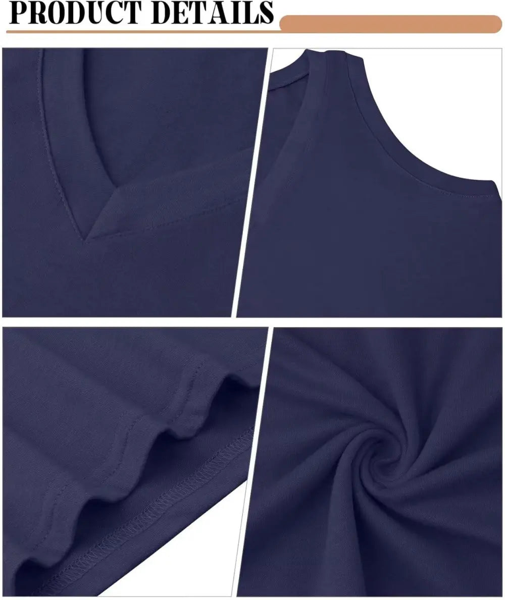 KKJ 3 Pack Womens Tank Tops Summer Beach Vacation Outfits V Neck Loose Sleeveless Blouses Casual Shirt Spring Fashion Clothes