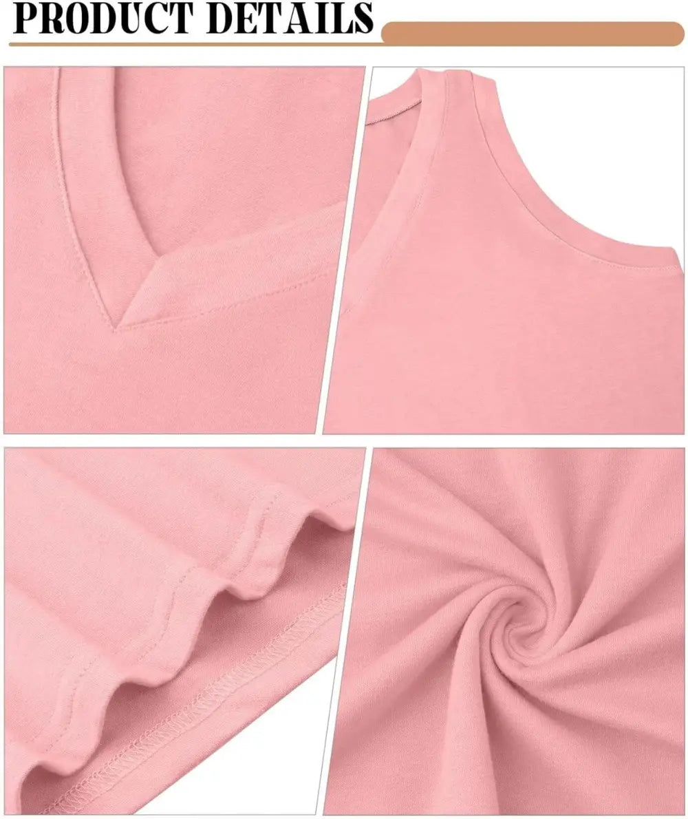 KKJ 2 Pack Womens Tank Tops Summer V Neck Sleeveless Loose Casual Blouses Beach Vacation Outfits Shirt Spring Trendy Clothes