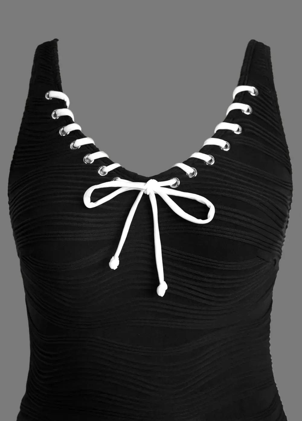 Jacquard Tie Black One Piece Swimdress