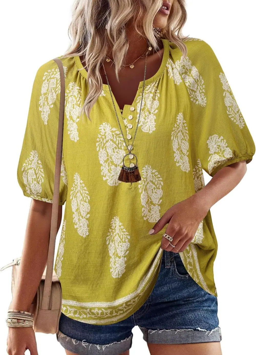 Unixseque Womens Summer Tops V Neck Short Sleeve Blouses Casual Button Down Shirts Floral Boho Clothing Trendy 2025